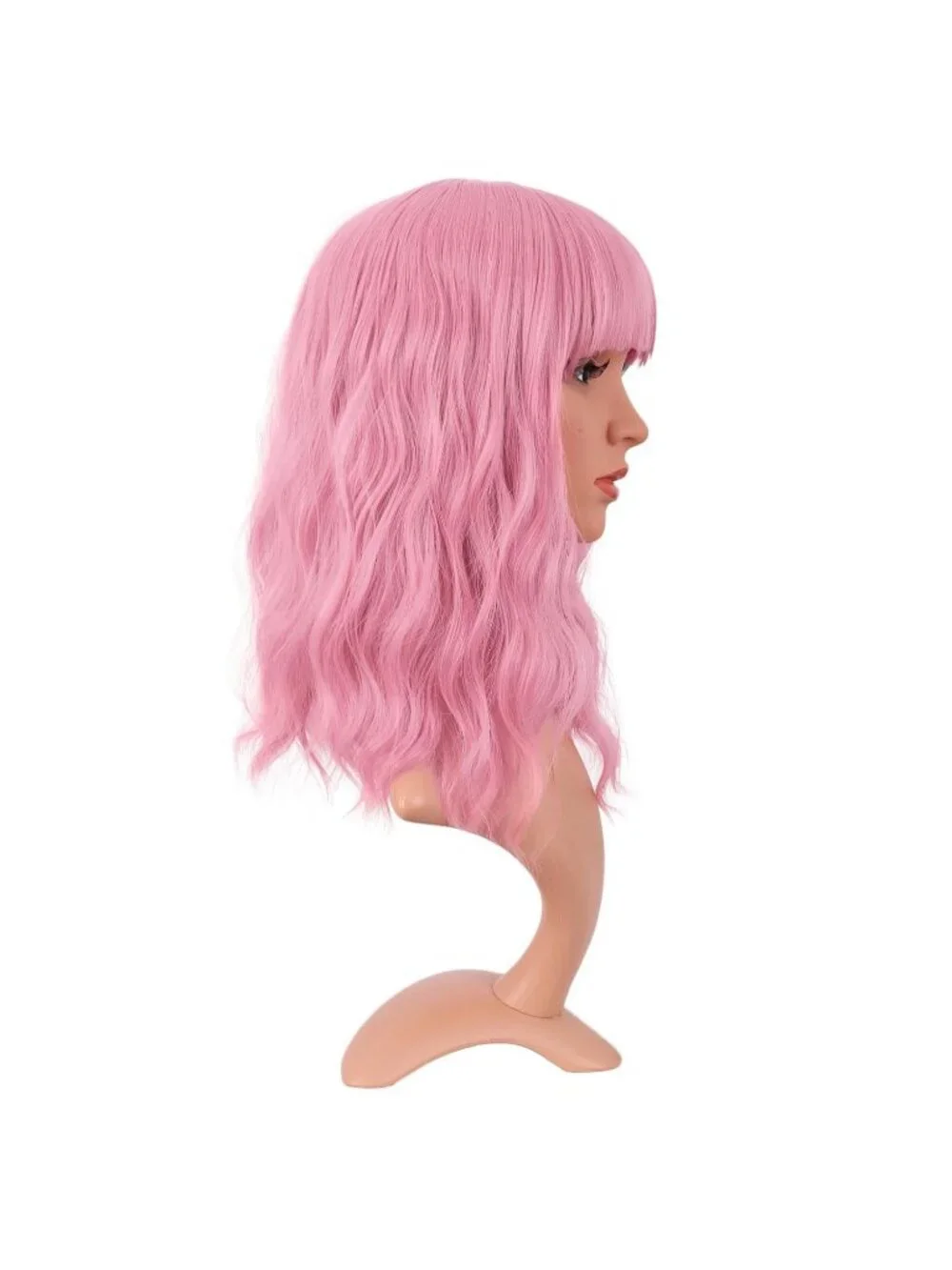 Women's Light Pink 14 Inch Fresh Bright Synthetic Ordinary Short Wavy Curly Wigs